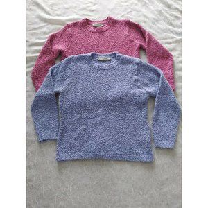 Lot Of 2 Croft & Barrow Wool Acrylic Blend Sweatshirts XL Pink Periwinkle